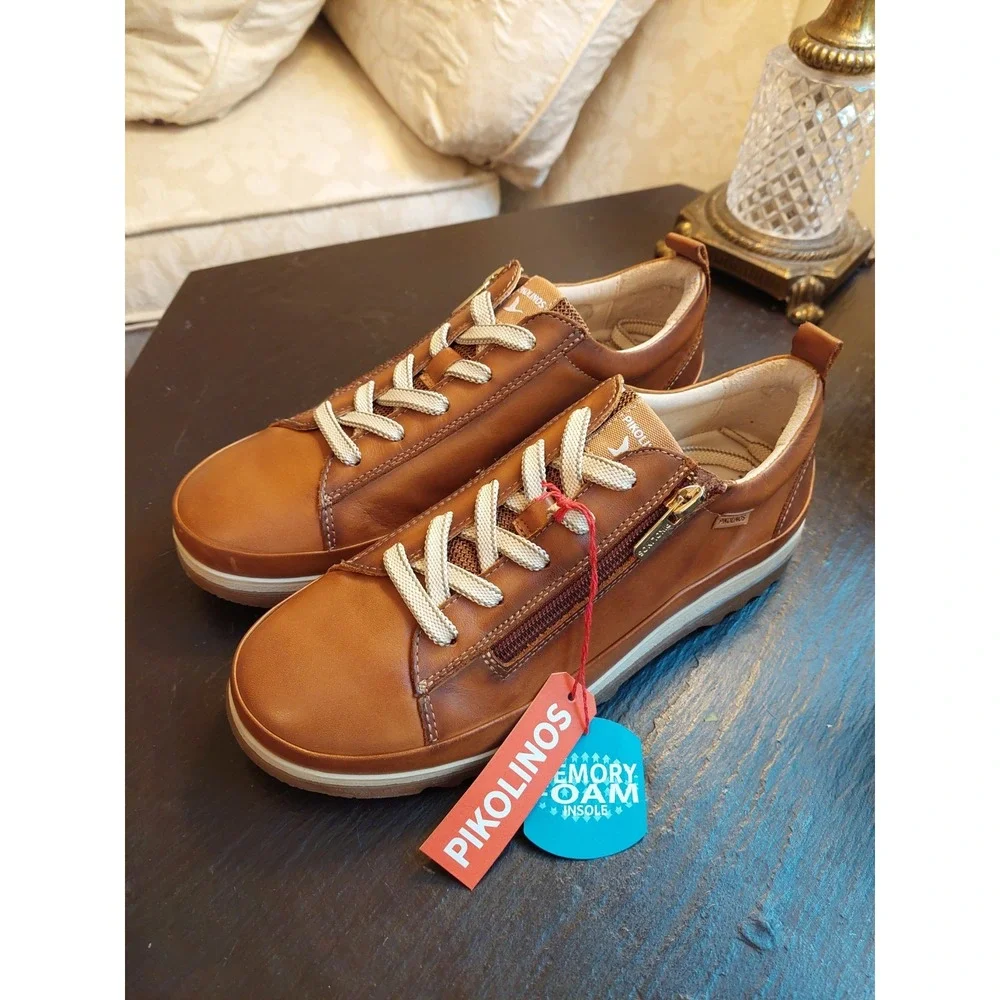 Pikolinos Women's Vigo Leather Sneakers Brandy US 6.5-7 M/EU 37 NEW! $185